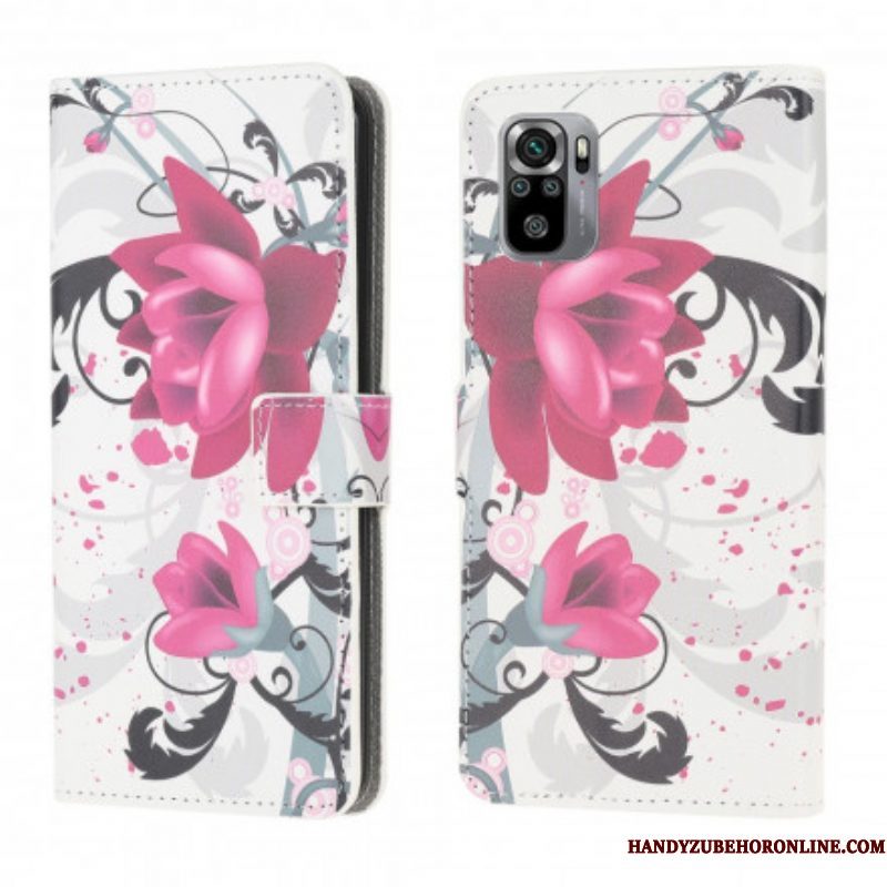 Folio-hoesje voor Xiaomi Redmi Note 10 / 10S Tropische Bloemen