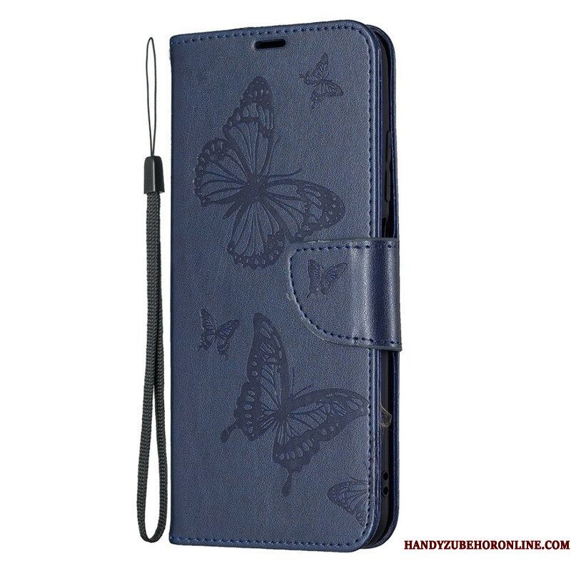 Folio-hoesje voor Xiaomi Redmi Note 10 5G Met Ketting Vlinders Bedrukte Strappy