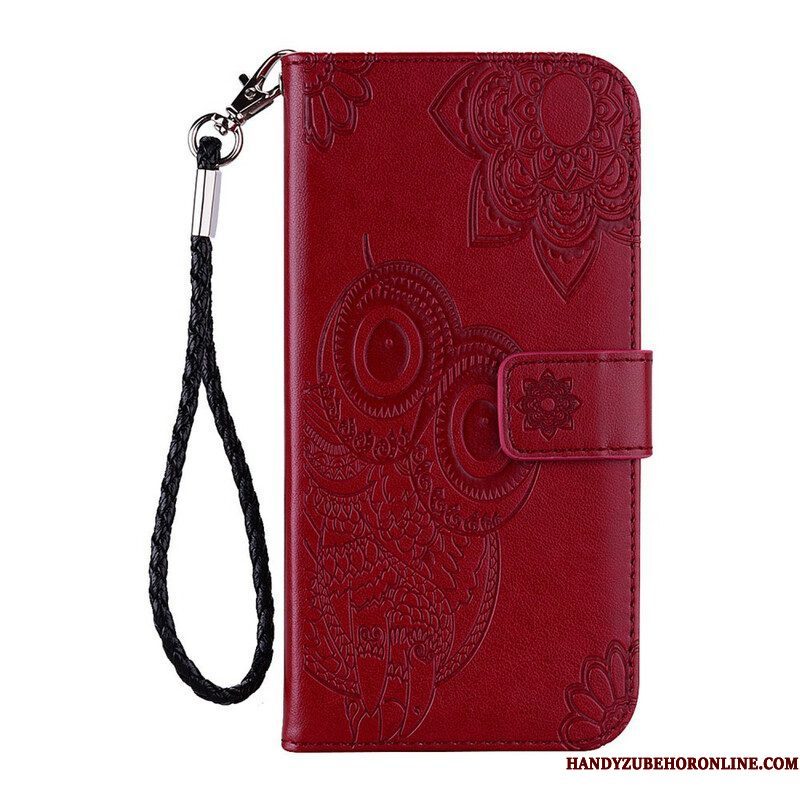 Folio-hoesje voor Xiaomi Redmi Note 10 5G Uil En Lanyard