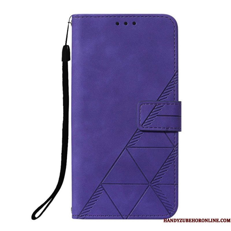 Folio-hoesje voor Xiaomi Redmi Note 10 Pro Met Ketting Strappy Geometrische Lederen Stijl