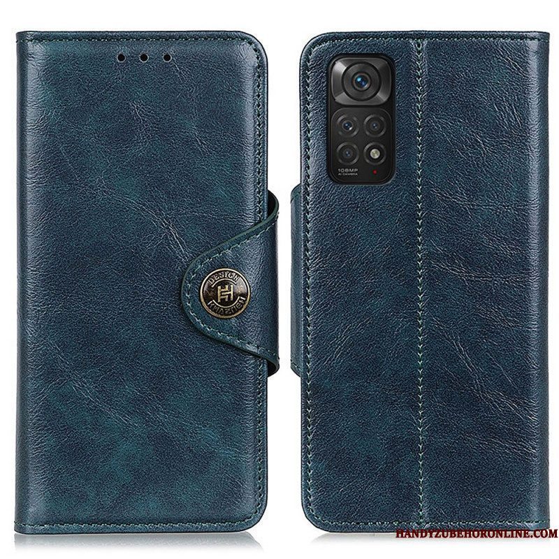 Folio-hoesje voor Xiaomi Redmi Note 11 / 11S Glanzende Knop Van Imitatieleer