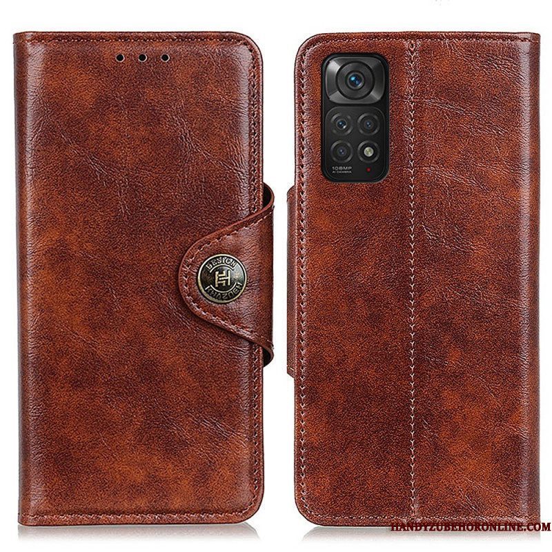 Folio-hoesje voor Xiaomi Redmi Note 11 / 11S Glanzende Knop Van Imitatieleer