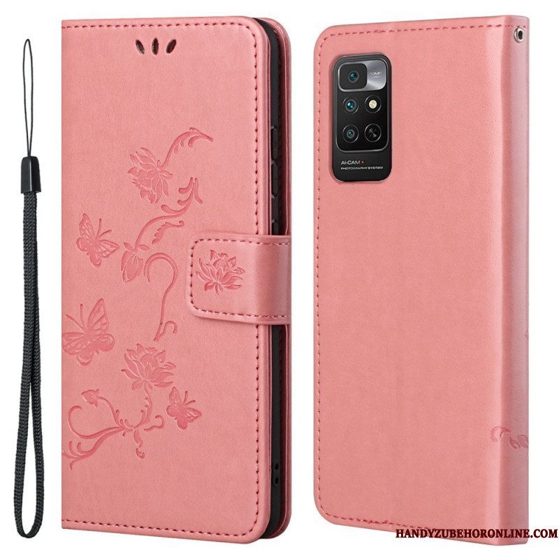 Folio-hoesje voor Xiaomi Redmi Note 11 / 11S Met Ketting Riem Bloemen