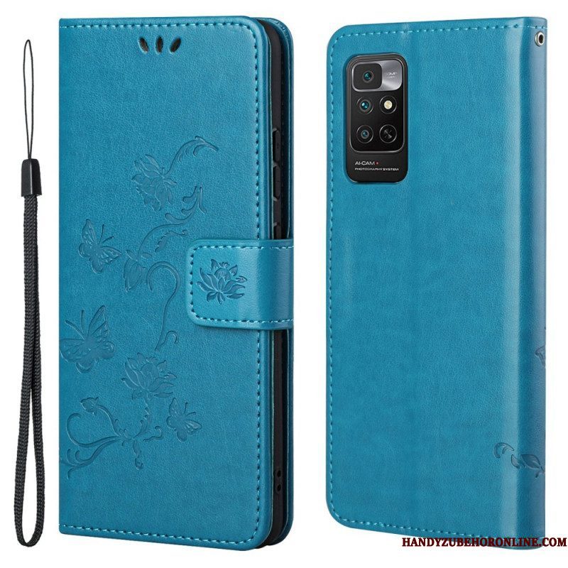 Folio-hoesje voor Xiaomi Redmi Note 11 / 11S Met Ketting Riem Bloemen