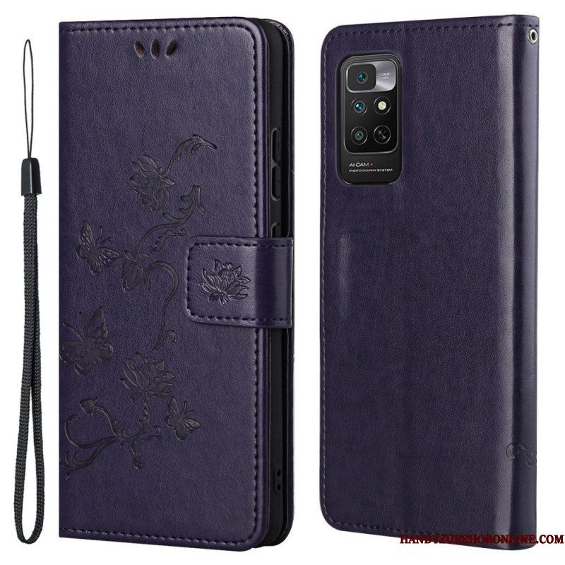 Folio-hoesje voor Xiaomi Redmi Note 11 / 11S Met Ketting Riem Bloemen