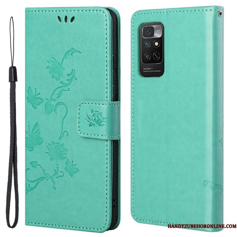 Folio-hoesje voor Xiaomi Redmi Note 11 / 11S Met Ketting Riem Bloemen