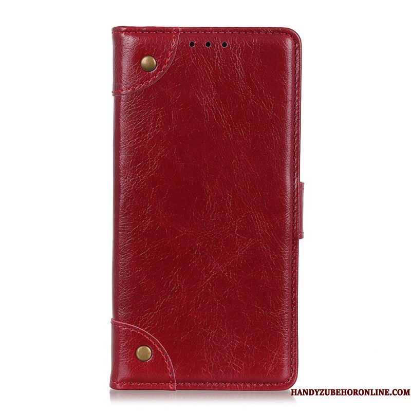 Folio-hoesje voor Xiaomi Redmi Note 11 / 11S Stijl Nappa Lederen Vintage Klinknagels