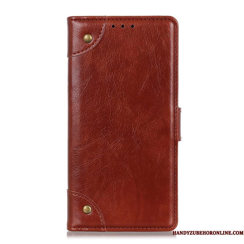 Folio-hoesje voor Xiaomi Redmi Note 11 Pro / 11 Pro 5G Stijl Nappa Lederen Vintage Klinknagels