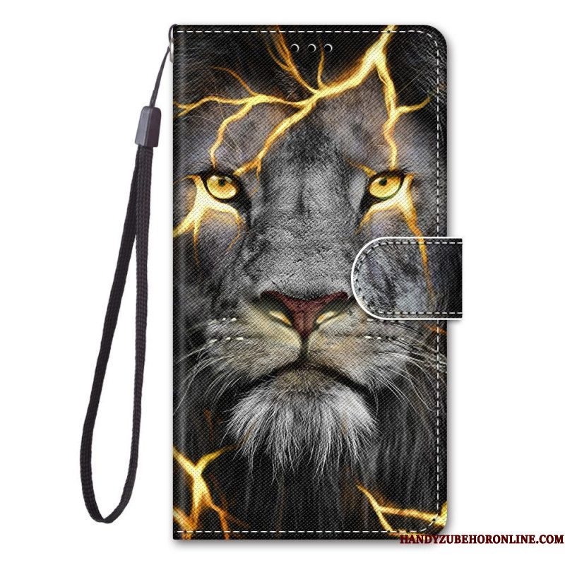 Folio-hoesje voor Xiaomi Redmi Note 11 Pro Plus 5G Met Ketting Feline On Fire Met Riem