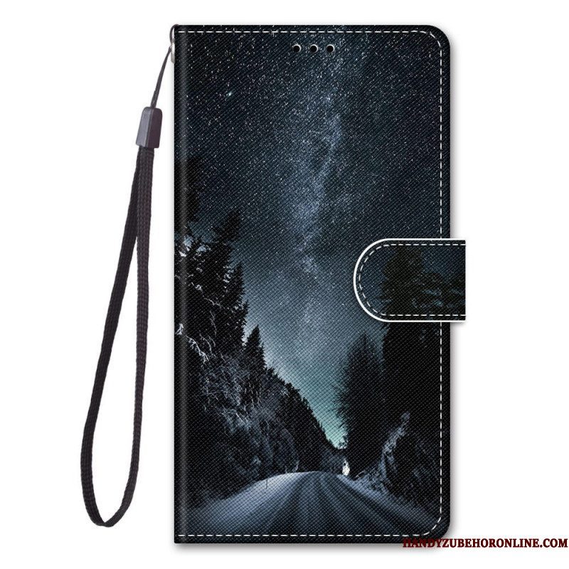 Folio-hoesje voor Xiaomi Redmi Note 11 Pro Plus 5G Met Ketting Lanyard-landschap