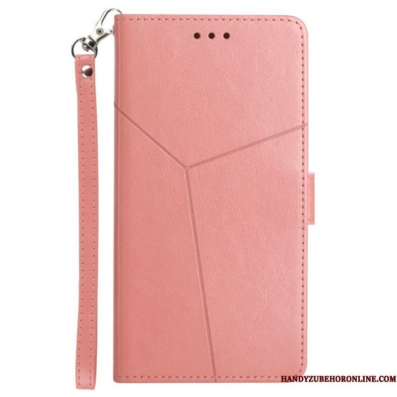 Folio-hoesje voor Xiaomi Redmi Note 11 Pro Plus 5G Met Ketting Strappy Geometrische Lederen Stijl