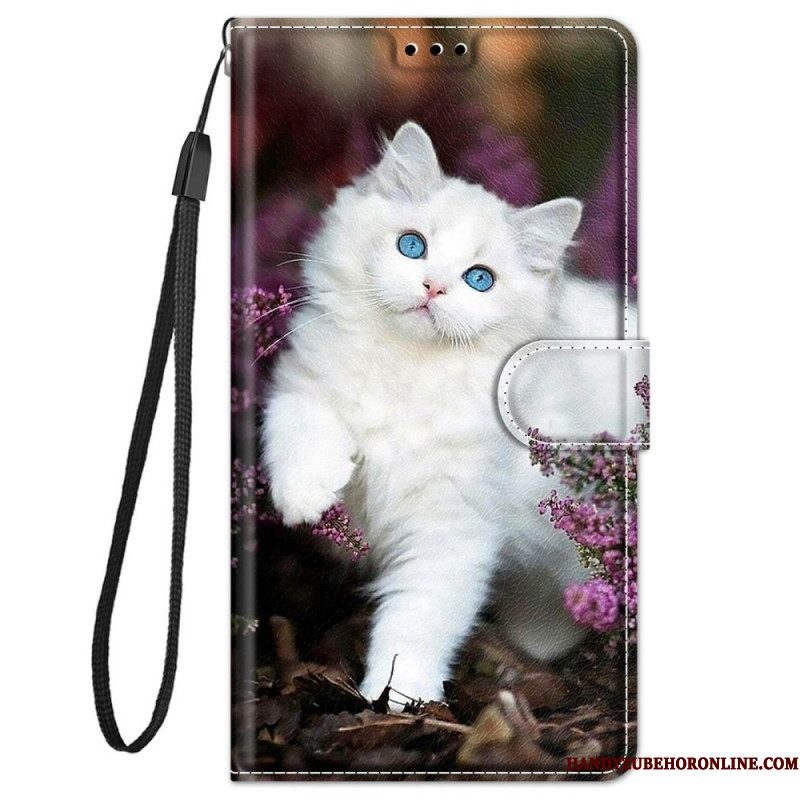 Folio-hoesje voor Xiaomi Redmi Note 11 Pro Plus 5G Met Ketting String Cat Fan