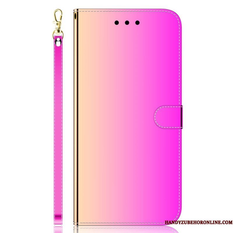 Folio-hoesje voor Xiaomi Redmi Note 12 4G Imitatie Spiegelleer Met Riem