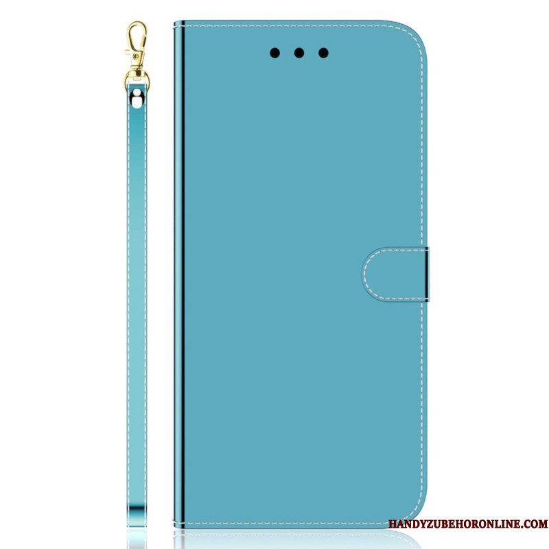 Folio-hoesje voor Xiaomi Redmi Note 12 4G Imitatie Spiegelleer Met Riem