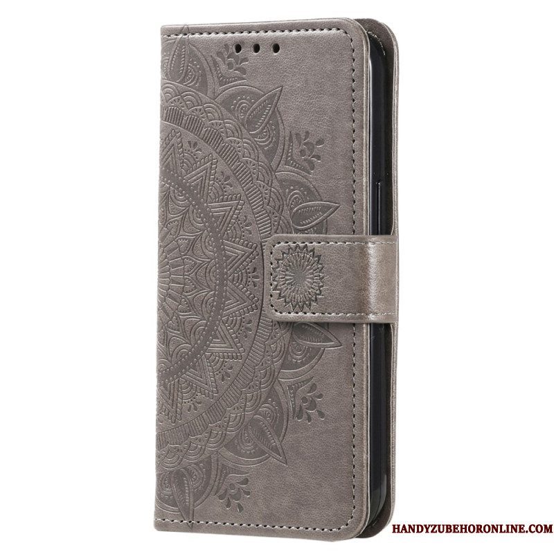 Folio-hoesje voor Xiaomi Redmi Note 12 4G Mandala Zon Met Lanyard