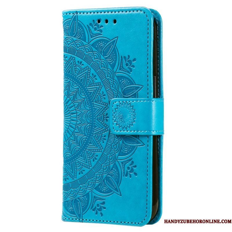 Folio-hoesje voor Xiaomi Redmi Note 12 4G Mandala Zon Met Lanyard