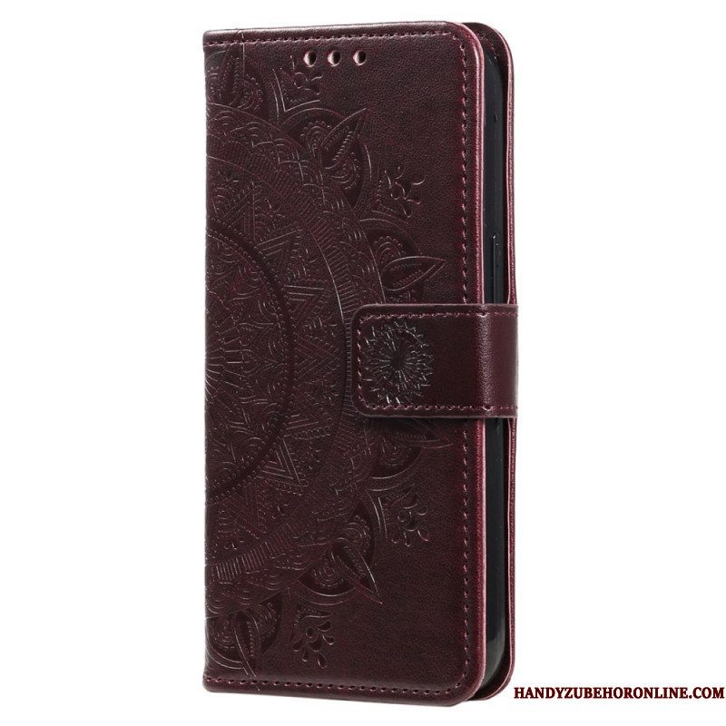 Folio-hoesje voor Xiaomi Redmi Note 12 4G Mandala Zon Met Lanyard