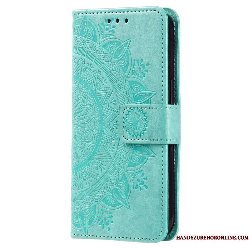 Folio-hoesje voor Xiaomi Redmi Note 12 4G Mandala Zon Met Lanyard