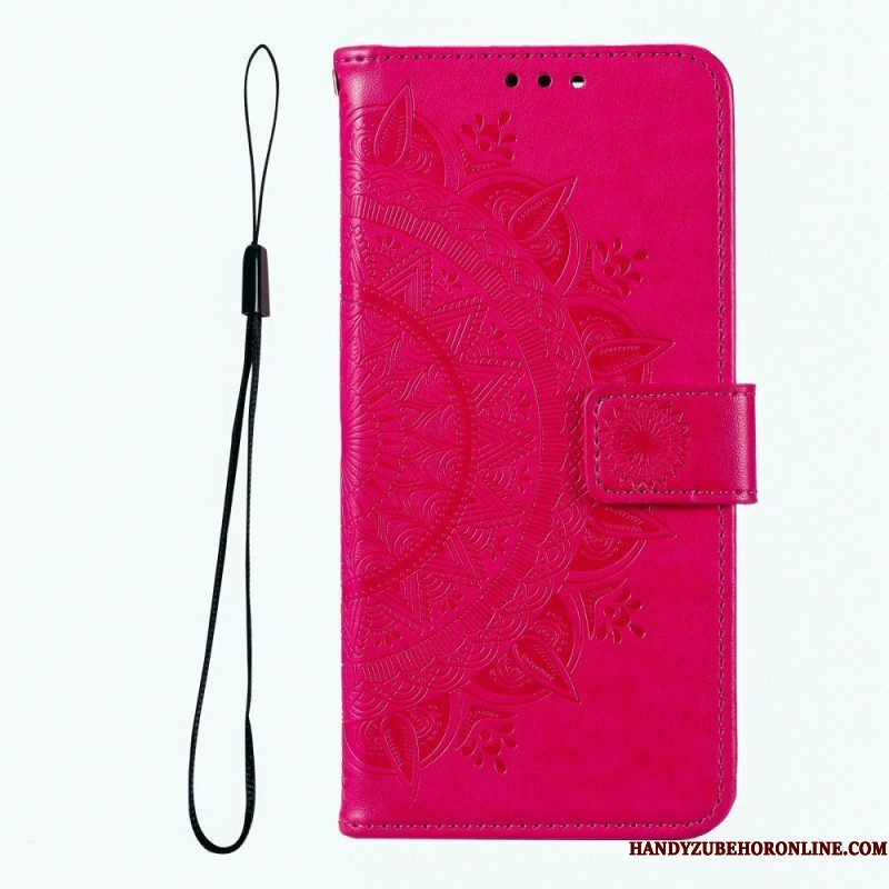 Folio-hoesje voor Xiaomi Redmi Note 12 Pro Mandala Zon Met Lanyard