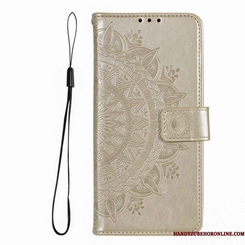 Folio-hoesje voor Xiaomi Redmi Note 12 Pro Mandala Zon Met Lanyard