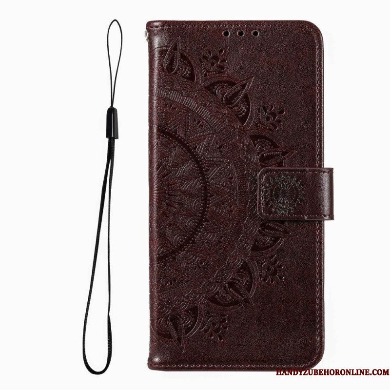 Folio-hoesje voor Xiaomi Redmi Note 12 Pro Mandala Zon Met Lanyard