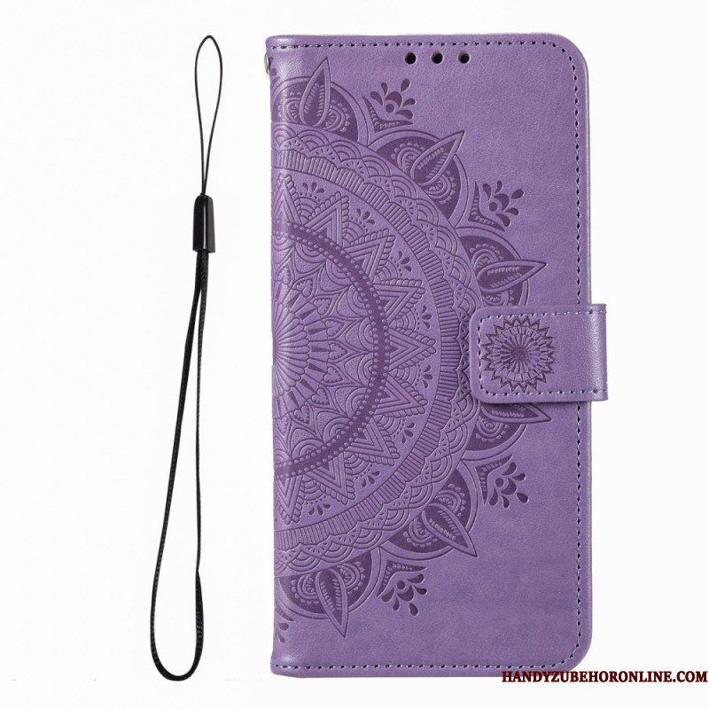 Folio-hoesje voor Xiaomi Redmi Note 12 Pro Mandala Zon Met Lanyard