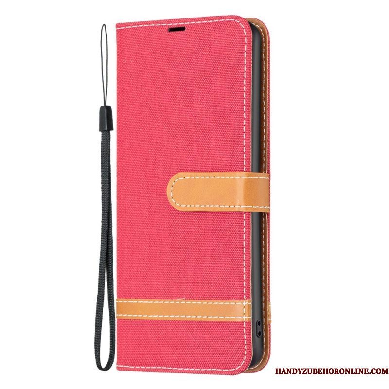 Folio-hoesje voor Xiaomi Redmi Note 12 Pro Met Ketting Band Van Stof En Leereffect