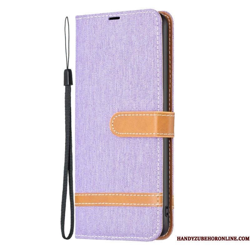 Folio-hoesje voor Xiaomi Redmi Note 12 Pro Met Ketting Band Van Stof En Leereffect