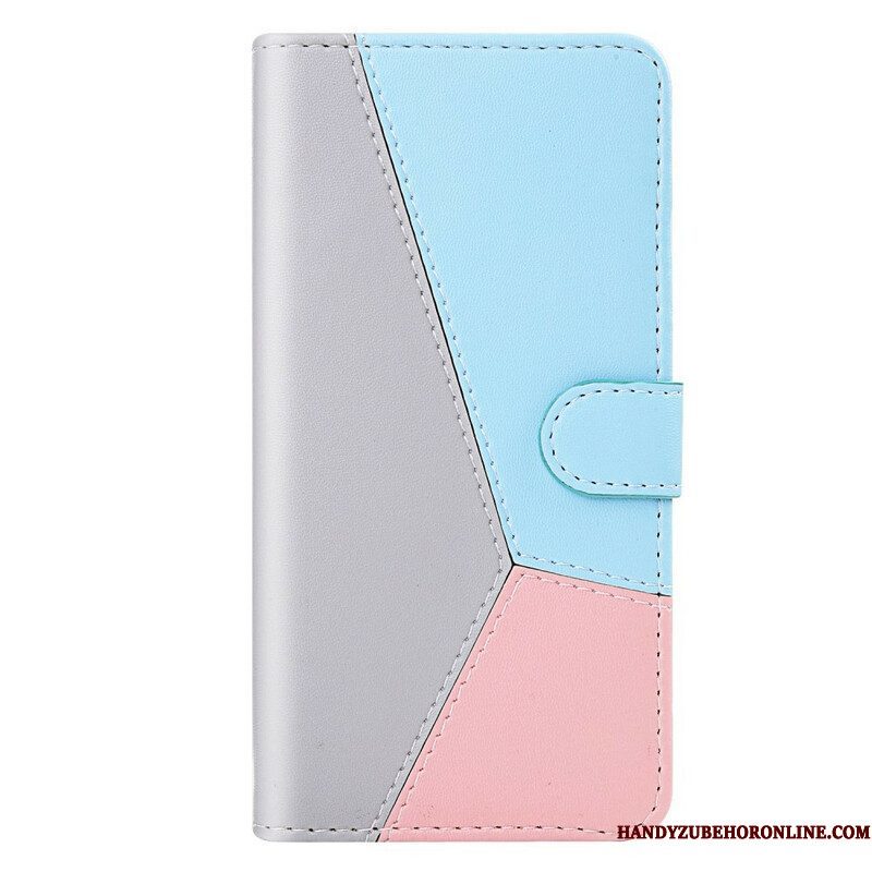 Folio-hoesje voor iPhone 13 Mini Driekleurig Leereffect