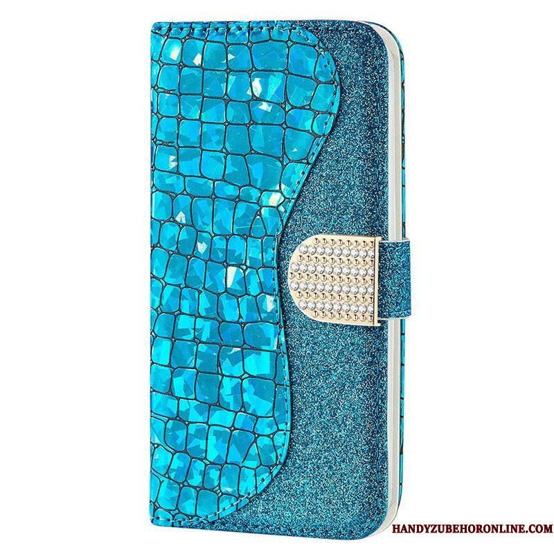 Folio-hoesje voor iPhone 13 Mini Krokodil Diamanten