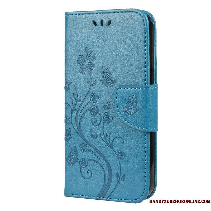 Folio-hoesje voor iPhone 13 Mini Met Ketting Strakke Bloemen