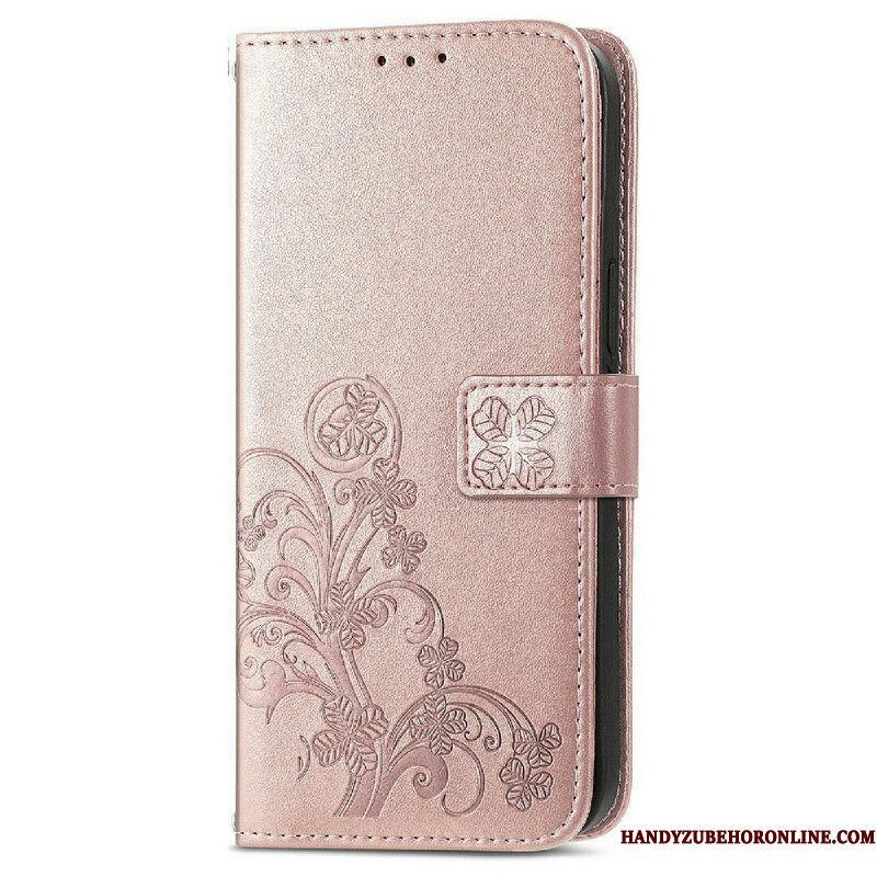 Folio-hoesje voor iPhone 13 Mini Met Ketting Vlinders En Bloemen Riem