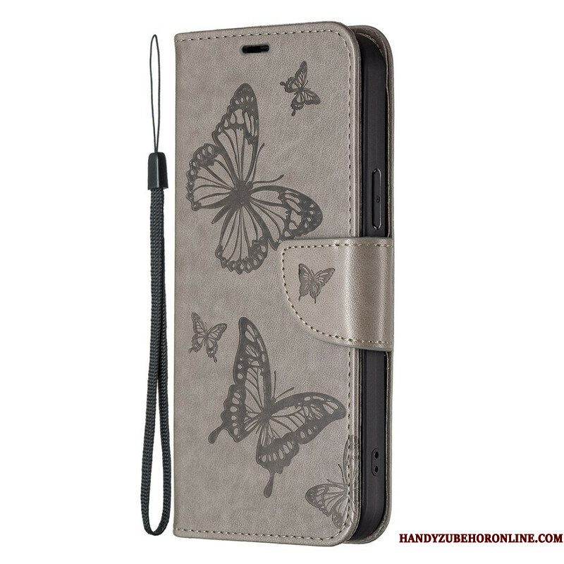 Folio-hoesje voor iPhone 13 Pro Max Flip Case Vlinders En Schuine Klep