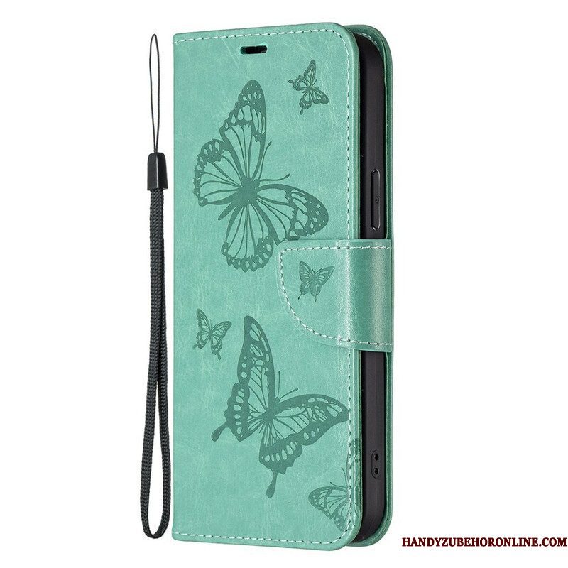 Folio-hoesje voor iPhone 13 Pro Max Flip Case Vlinders En Schuine Klep