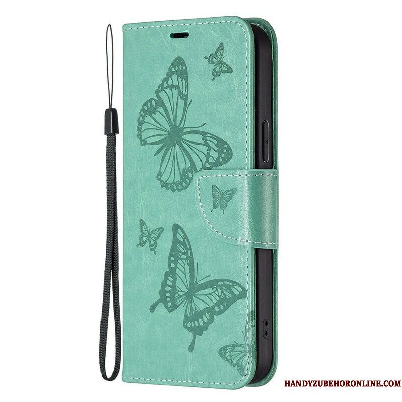 Folio-hoesje voor iPhone 13 Pro Max Flip Case Vlinders En Schuine Klep