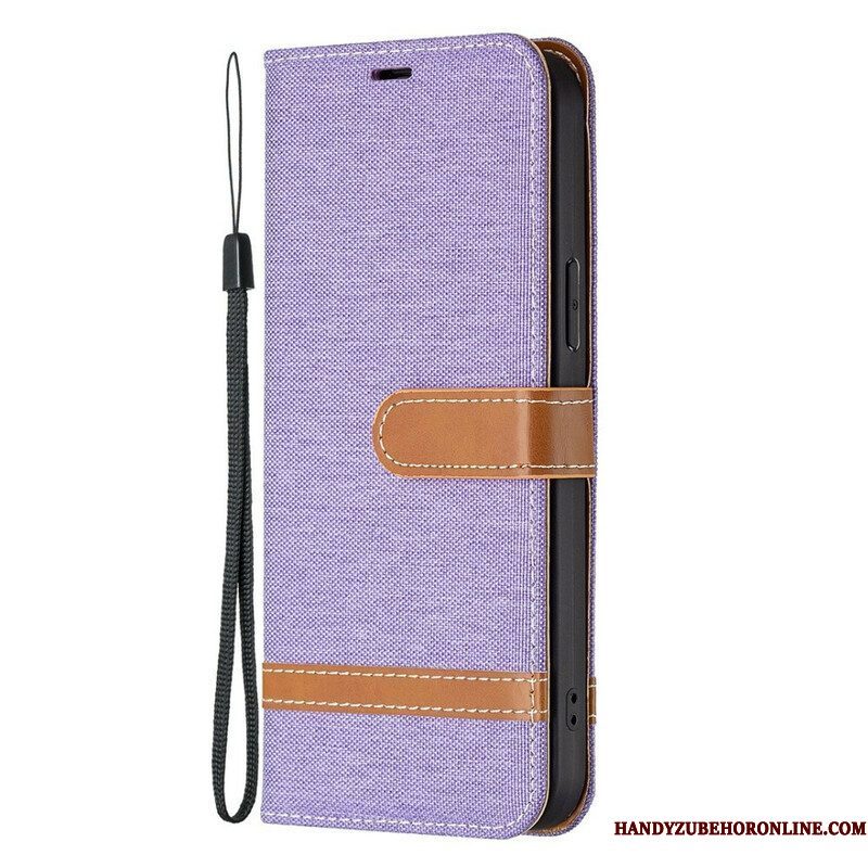 Folio-hoesje voor iPhone 13 Pro Met Ketting Band Van Stof En Leereffect