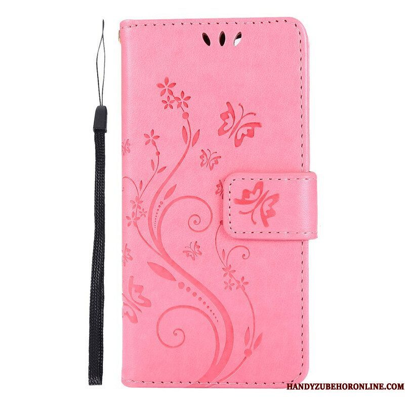 Folio-hoesje voor iPhone 13 Pro Met Ketting Strappy Grafische Bloemen