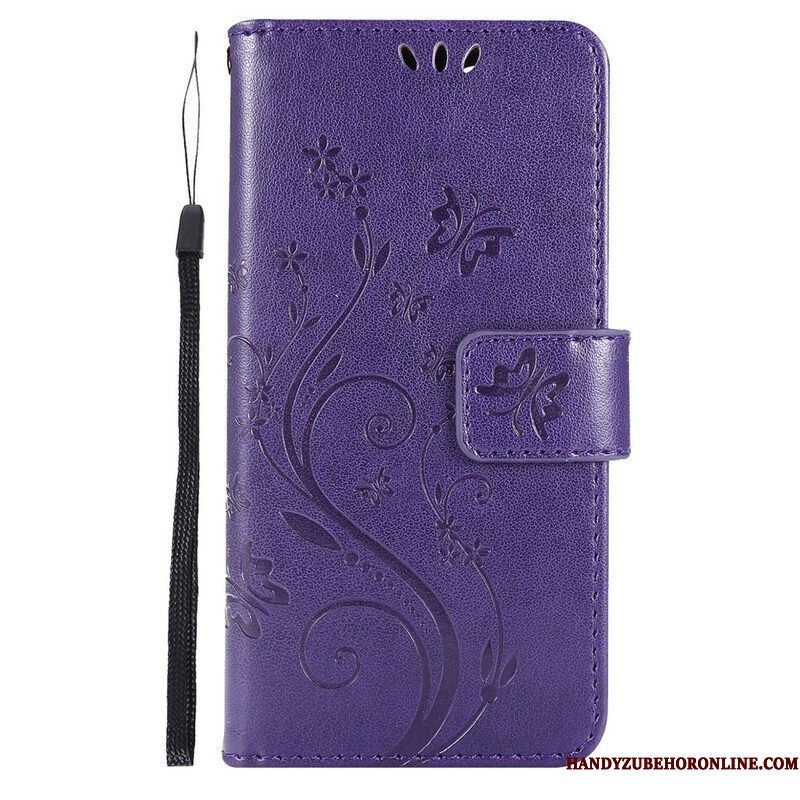 Folio-hoesje voor iPhone 13 Pro Met Ketting Strappy Grafische Bloemen