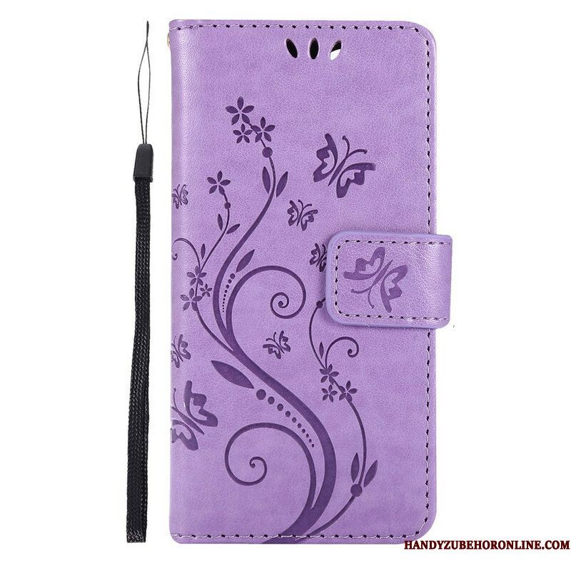 Folio-hoesje voor iPhone 13 Pro Met Ketting Strappy Grafische Bloemen