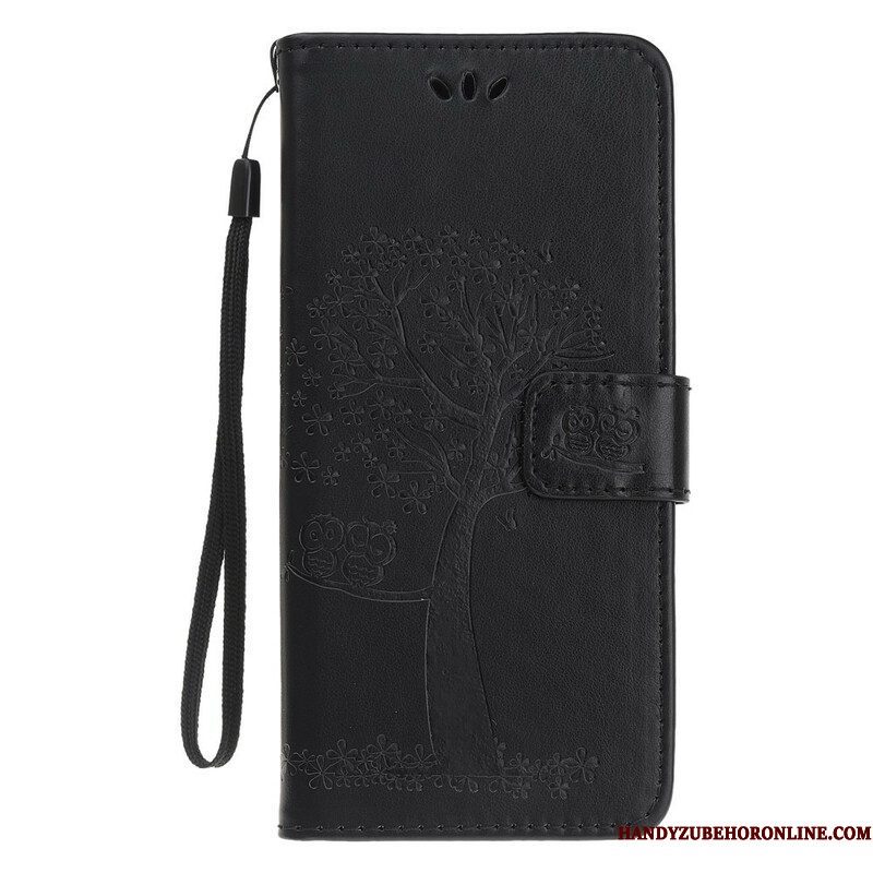 Folio-hoesje voor iPhone 13 Pro Met Ketting String Boom En Uilen