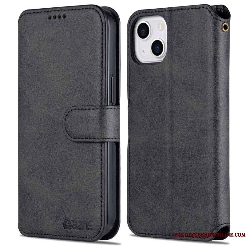 Folio-hoesje voor iPhone 14 Plus Azns Klassiek Leereffect