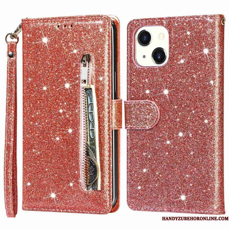Folio-hoesje voor iPhone 14 Plus Glitter Portemonnee