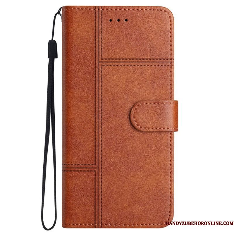 Folio-hoesje voor iPhone 14 Pro Max Met Ketting Zakelijke Lederen Stijl Met Bandjes