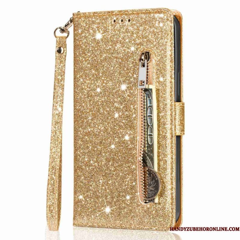 Folio-hoesje voor iPhone 14 Pro Max Portemonnee Leren Glitter Portemonnee