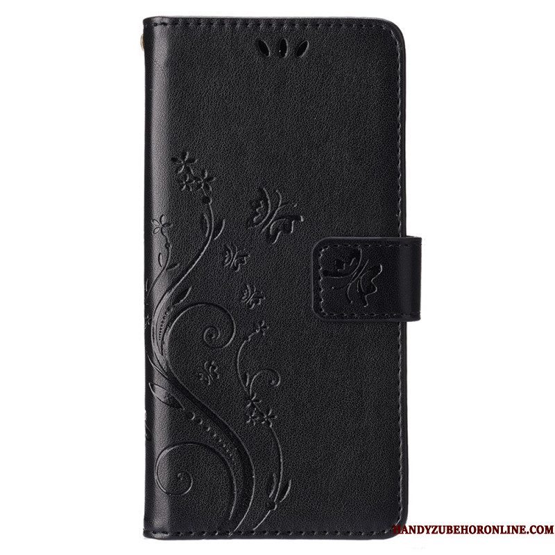 Folio-hoesje voor iPhone 15 Bloemen Met Koord