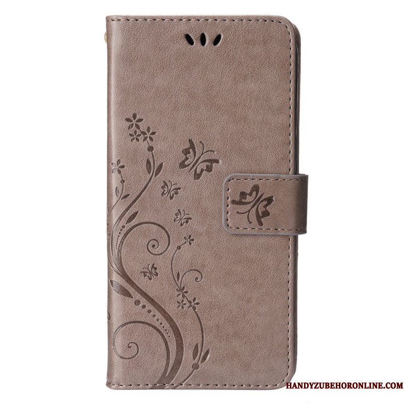 Folio-hoesje voor iPhone 15 Bloemen Met Koord