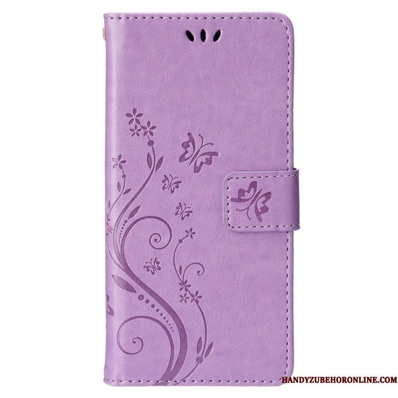 Folio-hoesje voor iPhone 15 Bloemen Met Koord