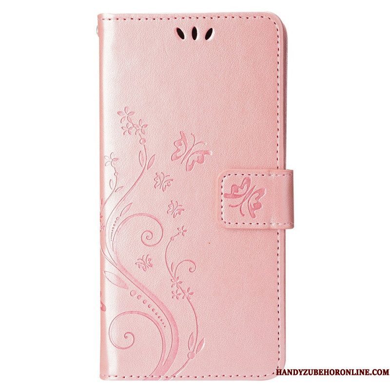 Folio-hoesje voor iPhone 15 Bloemen Met Koord