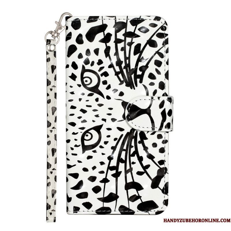 Folio-hoesje voor iPhone 15 Plus Met Ketting 3d Luipaard Met Riem