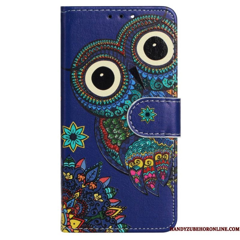 Folio-hoesje voor iPhone 15 Plus Met Ketting Tribal Uil Met Riem